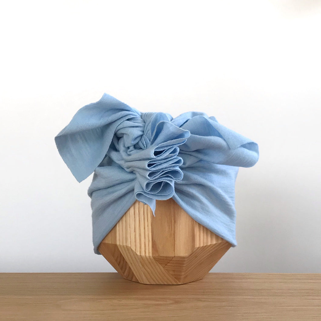 Merino Ruffle Headwrap | Forget-me-not