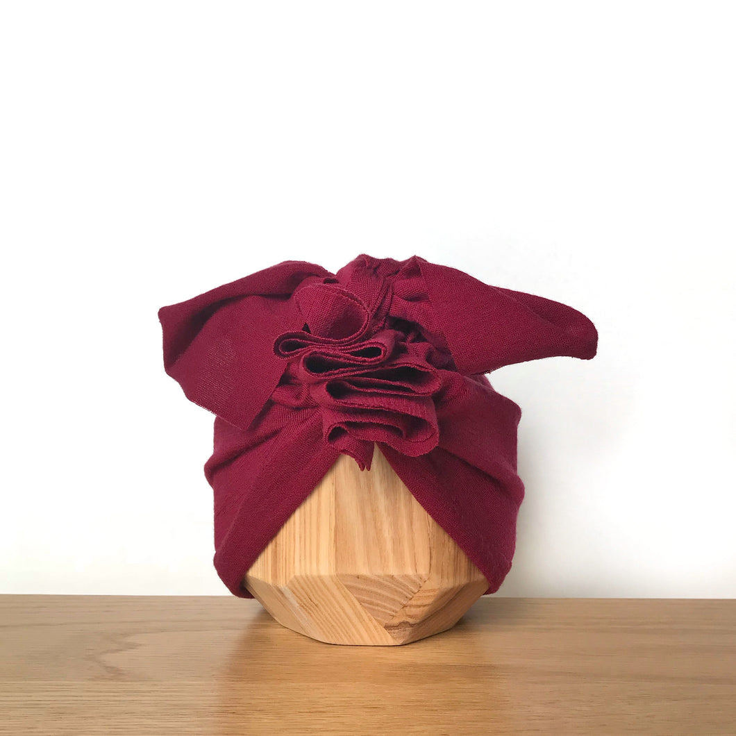 Merino Ruffle Headwrap | Ruby