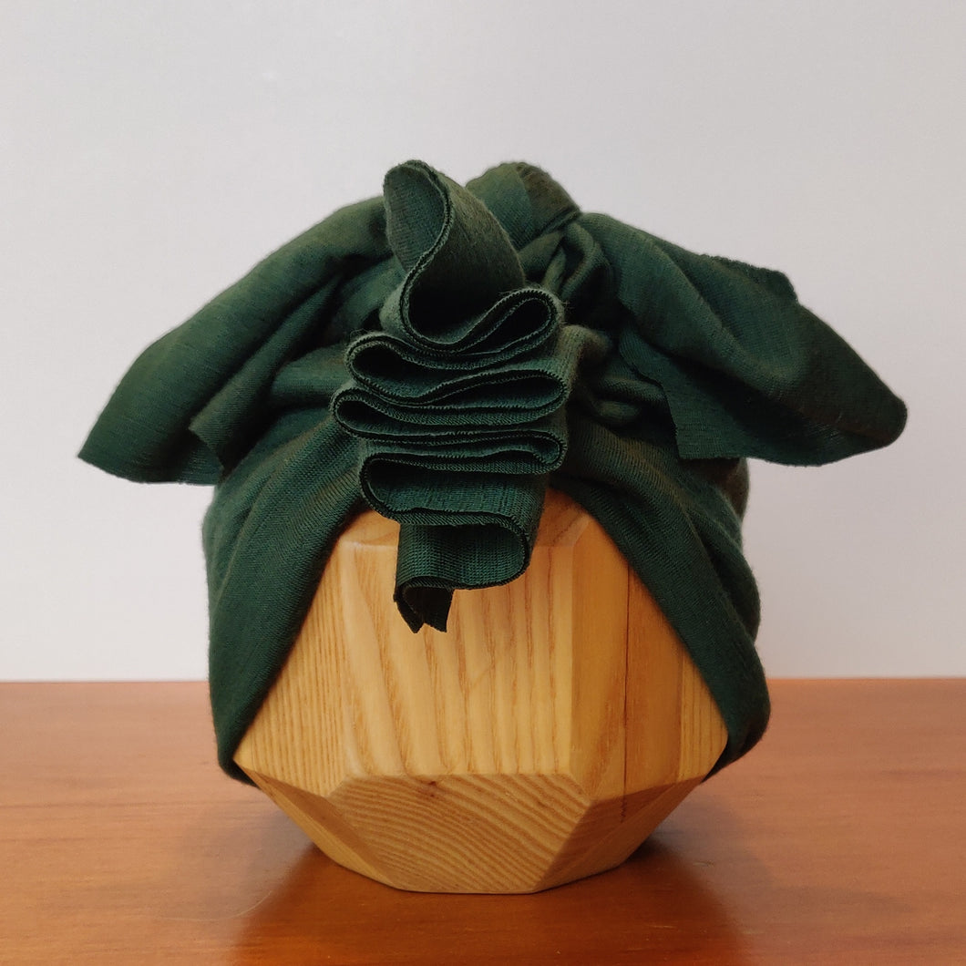 Merino Ruffle Headwrap | Evergreen