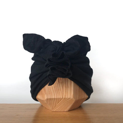 Merino Ruffle Headwrap | Black